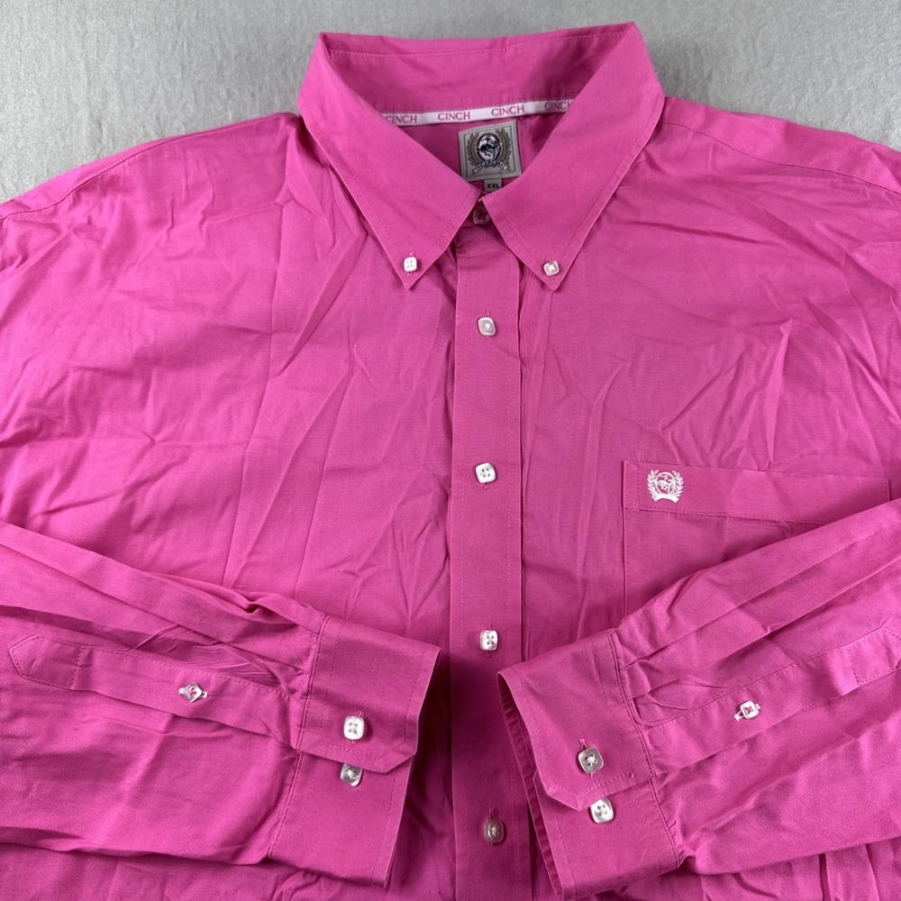 Cinch Western Shirt Mens XXL Pink Long Sleeve Button Up Cowboy Rodeo Cotton READ